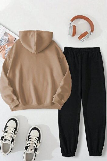 DAXİS Sportwear Company Unisex Panda Patterned Hooded Sweatshirt and Jogger Tracksuit Set