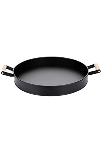 EVSTYLE Black Metal Village Tray 38 Cm Wrought Iron