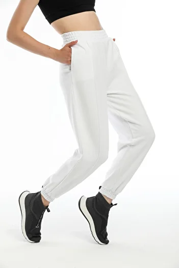 Kallisto Λευκό βαμβακερό παντελόνι Jogger