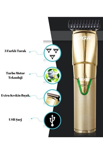 VGR Super Cut-x Saç Sakal Vücut Tıraş Makinesi Erkek Bakım Kiti V-903 Renk Gri
