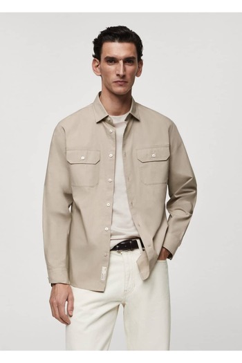 MANGO Man Cotton shirt with pockets on the chest