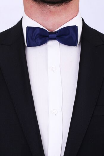 La Pescara Navy Blue Slim Satin Bow Tie SP18