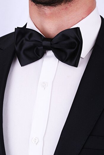 La Pescara Black Large Satin Bow Tie SP16