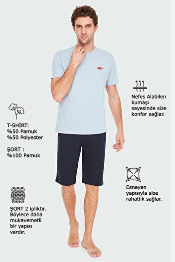 Mod Collection Σετ πιτζάμες 3836 Ανδρικό σορτς μπλε μελανζέ