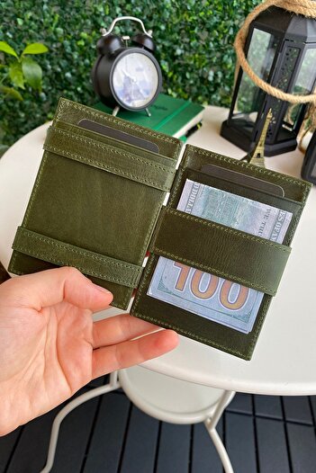 Modica Lotus - Genuine Leather RFID Protected Wizard Green Wallet