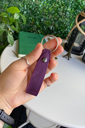 Modica Mesa - Genuine Leather Purple Keychain with Openable Snap Design