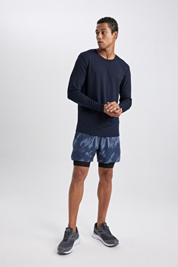 DeFacto Μακρυμάνικο μπλουζάκι Fit Slim Fit Crew με στάμπα A6967ax23au