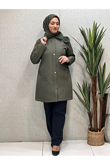 Butik büyük beden Quilted Fur Coat