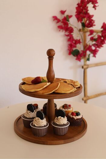 justwood 5li 2 Katlı Kek Standı, 25 Cm Pastalık, 25 Cm Risus, 17x25 Risus,25x25 Piramit Ahşap Çeyiz Seti