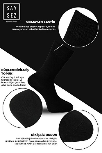 SAYSEZ Men's Summer Bamboo Socket - 6-Piece Seamless Premium Gift Set, Black-Navy