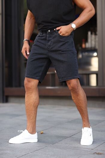 MADZEYMODA Men's Black Jean Jeans Shorts