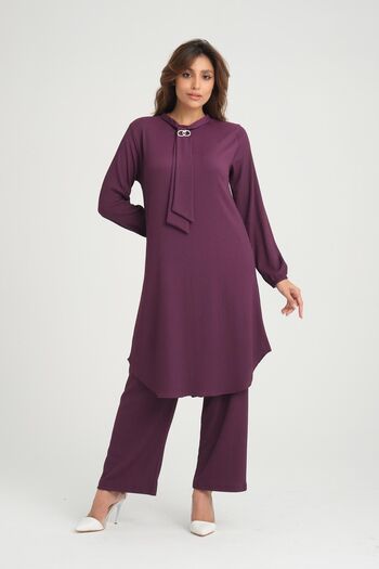 ESPİNA Women's Woven Wrap Double Set with Brooch on the Front