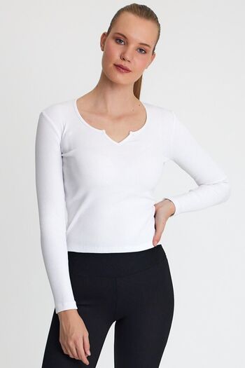 ESPİNA Square Neck Long Sleeve Low-cut Blouse