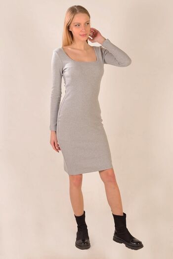 ESPİNA Women's Camisole Square Neck Long Sleeve Midi Dress