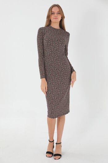 ESPİNA Women's Floral Print Half Turtleneck Pencil Dress