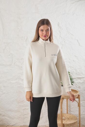 ESPİNA Three Thread Raised Zippered Sweattshrt