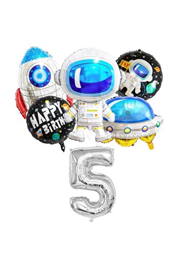 parti hediye sepeti Birthday Set - Space Rocket Themed