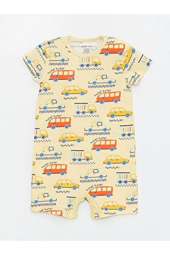 LC Waikiki LCW baby Bisiklet Yaka Kısa Kollu Baskılı Erkek Bebek Tulum 2'li