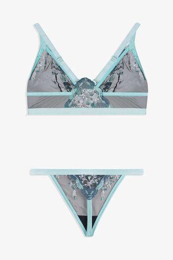 koza iç giyim Set sutien din tul brodat, cu model floral, necăptusit
