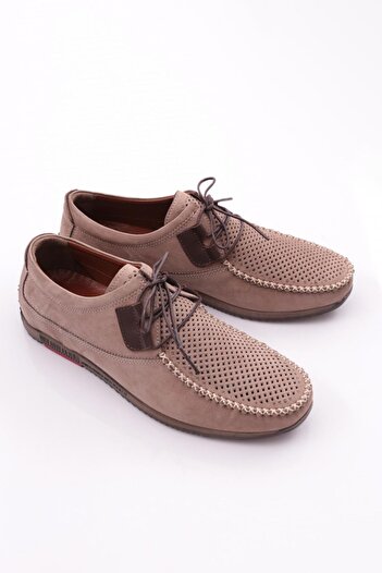 DGN Gray Brown Genuine Leather Men's Shoes - Perforated Comfort 611033616