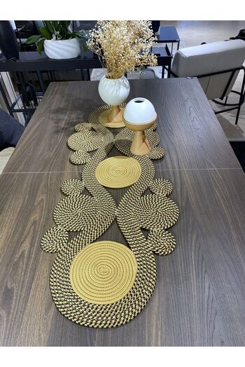 MaVaux Ahenk Jüt Hasır Görünümlü Runner 40x110, Özel Tasarım Masa Örtüsü, Jüt Ranır, jüt
