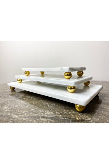 Modestmar Gold Top White Marble 3 Piece Presentation Set
