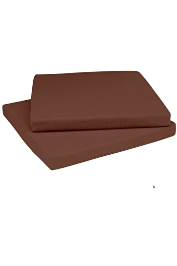 Elyaf Sepeti Brown Waterproof Sponge Chair - 2 Pcs, 40X40X4 Cushion with Cover