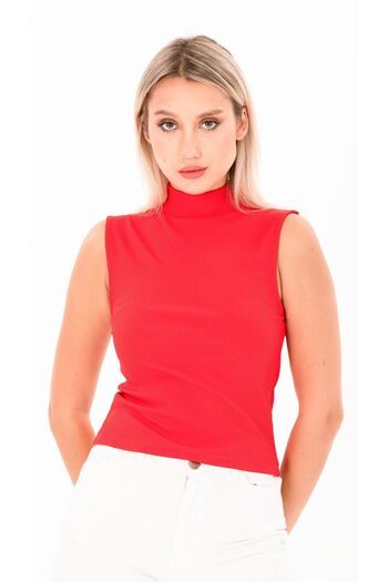 Kallisto Half Turtleneck Red Tank Top