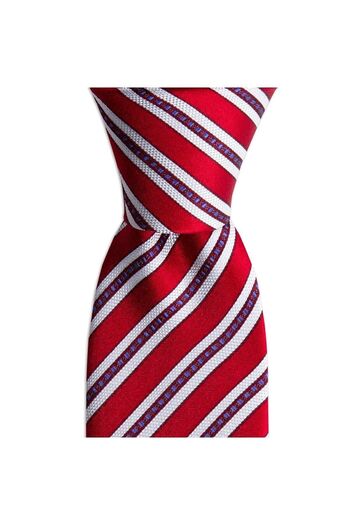 1001 Kravat Men's Red Striped 7.5 cm Wide Silk Tie