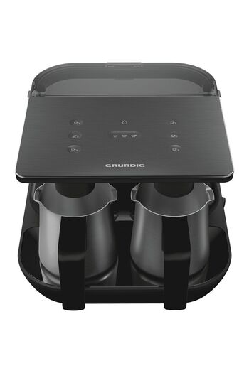 Grundig Double Steel Turkish Coffee Machine Black 7061 D 1.5 Liter, Stainless Steel 6 Cup 1100 W