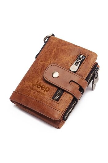 Jeep Genuine Leather Brown RFID Protected Wallet - 100% Face Design