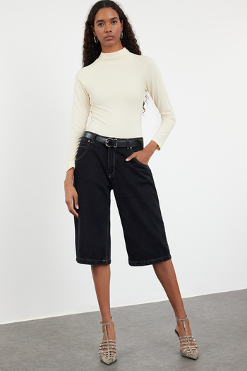 Trendyol Collection Stone Stand Collar Fitted/Body Fitted Knitted Blouse Twoaw25Bz00027