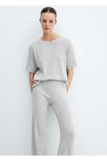 MANGO Woman Strick-T-Shirt aus Baumwoll-Leinen-Mischung