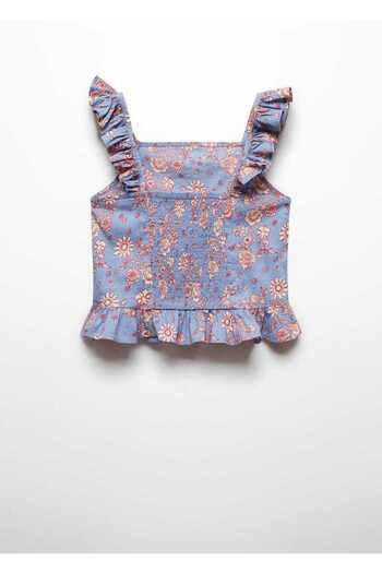 MANGO Kids Volanlı çiçekli bluz