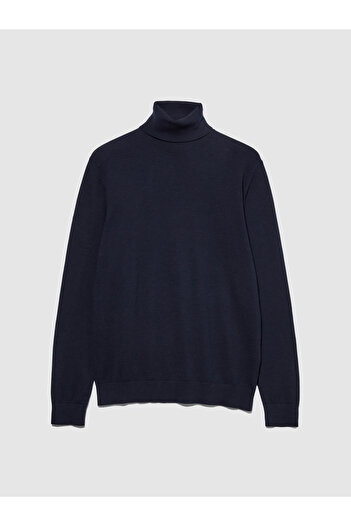 Sisley Pulover pentru bărbați, albastru bleumarin, din amestec de bumbac, cu guler vertical