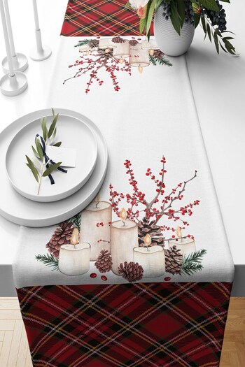 on the clouds New Year's Plaid Themed - Stain Resistant Fabric Living Room Kitchen Table Runner