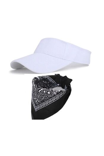 Rupen Kraft Athlete Running Tennis Visor Hat with Adjustable Back Part Bandana Combination