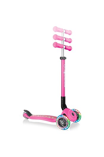 Globber Primo Foldable Fantasy Lights - 3 Wheel Scooter for Kids-Pink