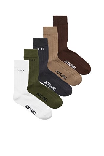 Jack & Jones JACCORE SOCKS 5 PACK Karışık Renkli Ekonomik Paket 5'li Çorap