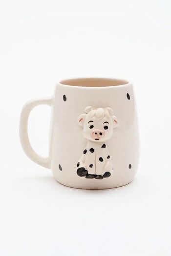 Loomart Ceramic Embossed Cow Figured 400ml Cup Mug