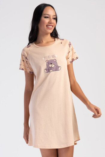 VİENETTA Women's Short Sleeve Cotton Nightgown - 401009