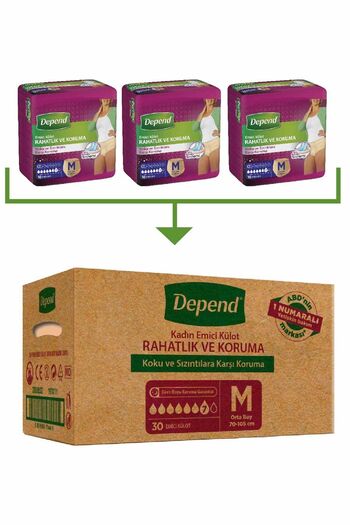 Depend Absorbent Panties Women's Medium Size 10 Pieces X 3 Pieces