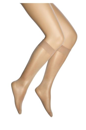 Dore Women's Bronze Silk 40 Den Medium Thick Shiny Soft Knee Length Trousers Socks 6 Pcs