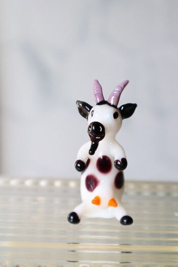 ADAMODART Decorative Glass Butter & Cheese Bowl with Goat Figure