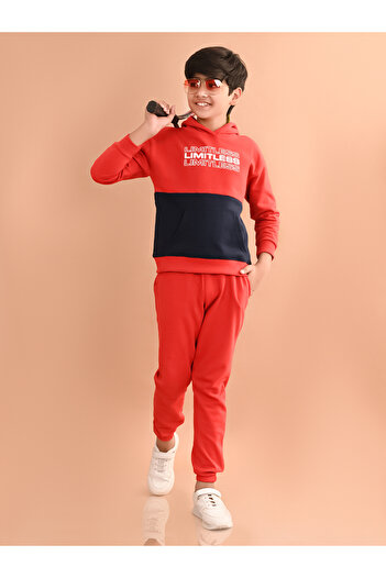 LilPicks By Styli Color Block Printed Hoodie & Joggers Set