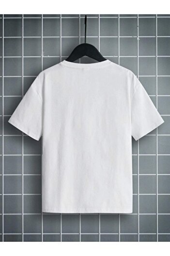 VASK Tricou alb pentru copii, unisex, confortabil, din bumbac, imprimat