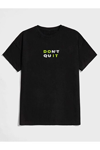 VASK Унісекс DON'T QUIT надрукований оверсайз футболка