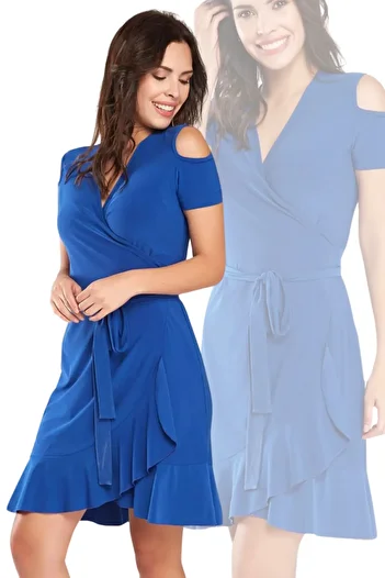 Laranor Rochie de damă colorată Saks - Decupaj la două piepturi, ținută de zi și de noapte - 18l6251