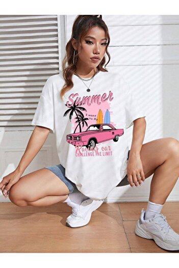 VASK Унісекс SUMMER Принт Oversize Футболка