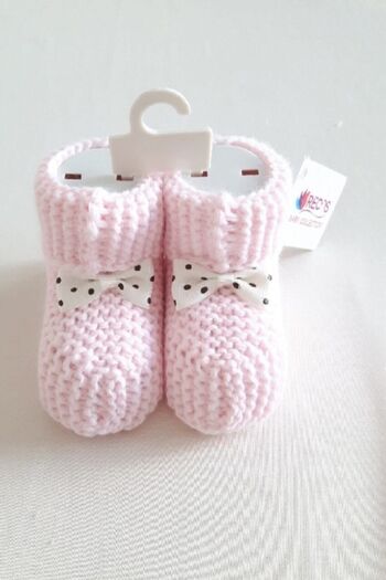 Recos 0-6 Months Pink Baby Booties Knitted